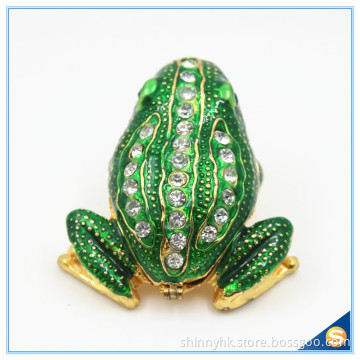 Wholesale Metal Frog With Crystal Jewelry Box Cute Trinket Box For Gifts SCJ753